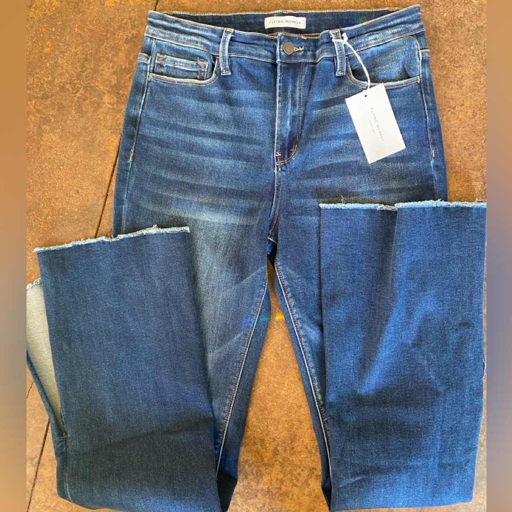Flying Monkey Women’s High Rise Rolling in the Blues Bell Bottom Jeans - FM4384